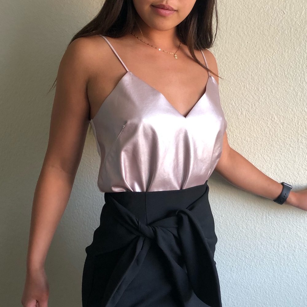 Zara faux leather cami top with lace